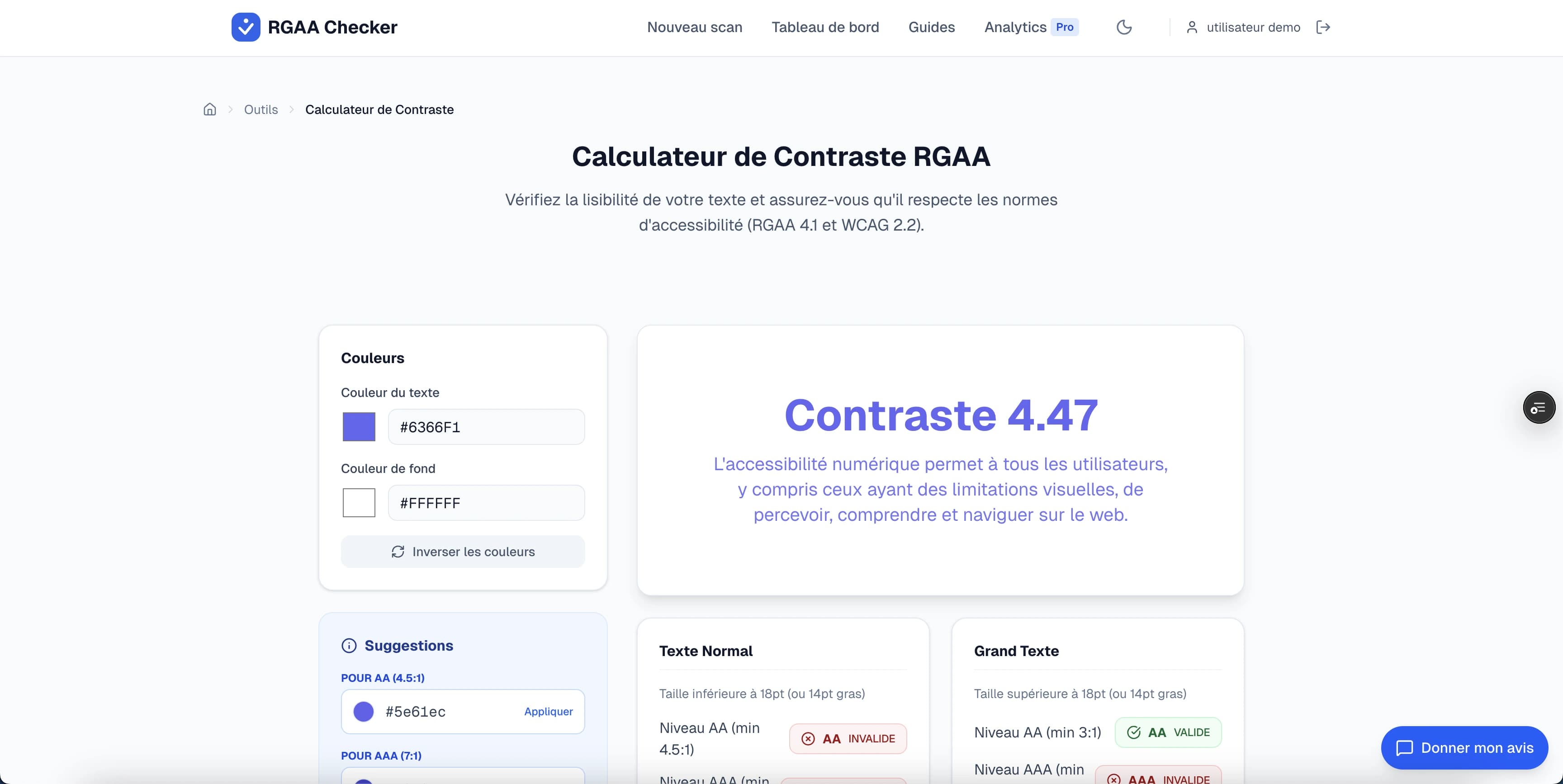 Aperçu des différents outils disponibles : contraste, daltonisme, etc. (1/3)