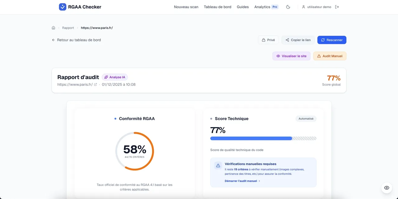 Rapport RGAA Checker